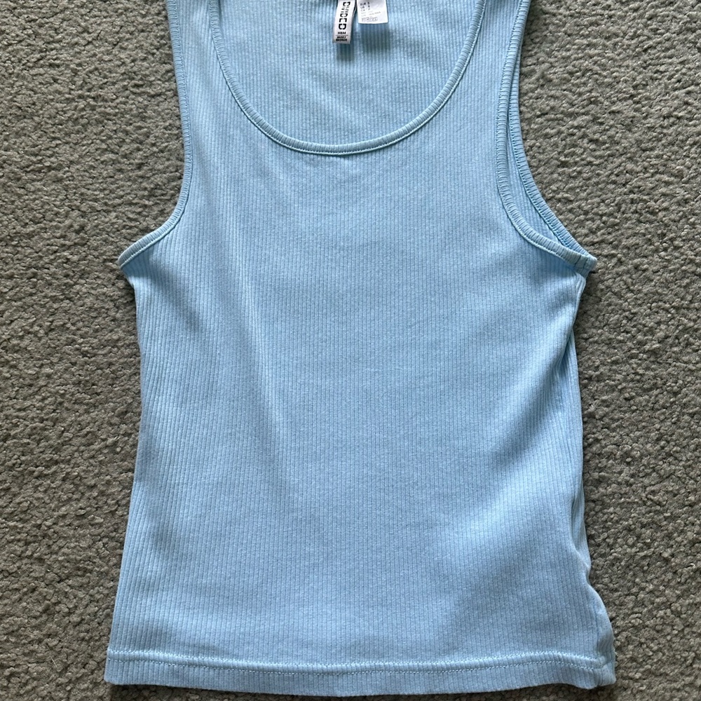 H&M Sky Blue Ribbed Tank Top